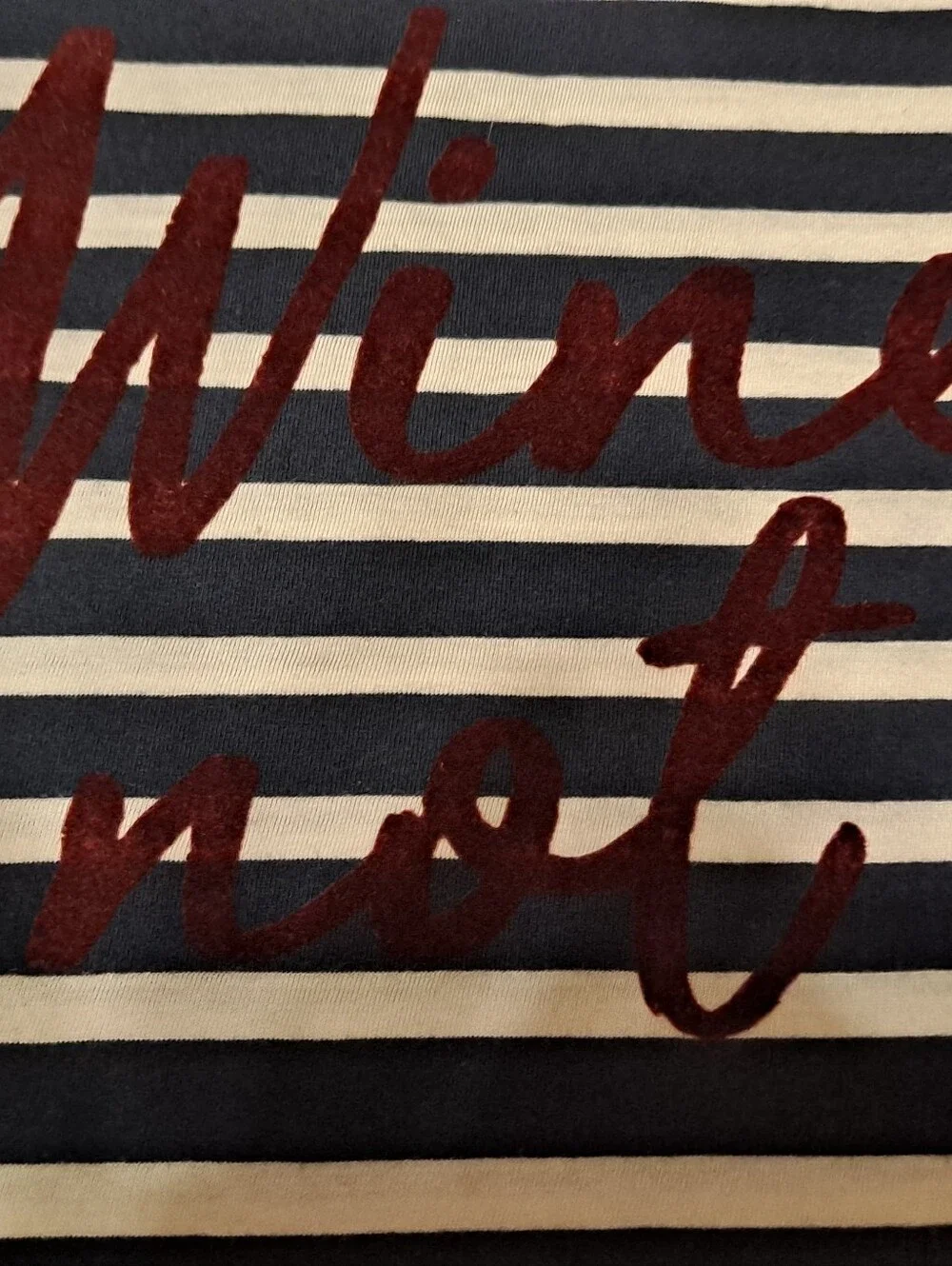 Lane Bryant Womens Navy & White Striped Tee - 'Wine not?' Graphic Size 18/20 - Picture 4 of 6